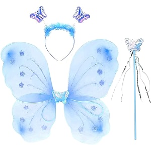 royals blue net fairy butterfly wings costume for baby girls in blue  soft angel dress up wings birthday party kids fancy dress party gift for girls magical fairy tale costume accessory