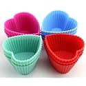 Royals Silicone Muffin, Cupcake, Cake, Jelly, Kulfi, Candle Moulds, Multicolour, 6pc Set (Heart) | Silicone Mould Bakeware |