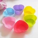 Royals Silicone Muffin, Cupcake, Cake, Jelly, Kulfi, Candle Moulds, Multicolour, 6pc Set (Heart) | Silicone Mould Bakeware |