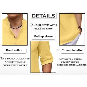 ROYALSCOUT Mens Cotton Blend Casual Short Kurta
