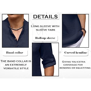 ROYALSCOUT Mens Cotton Blend Casual Short Kurta