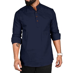 ROYALSCOUT Men Cotton Blend Short Kurta with