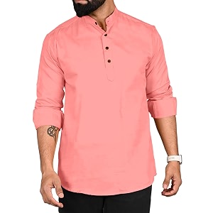 ROYALSCOUT Men Cotton Blend Short Kurta with