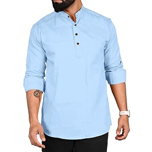 ROYALSCOUT Men Cotton Blend Short Kurta with