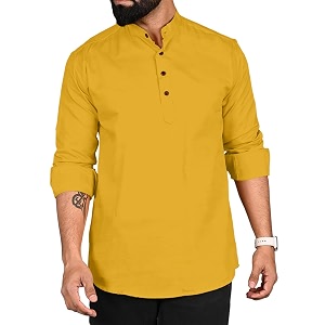 ROYALSCOUT Men Cotton Blend Short Kurta with
