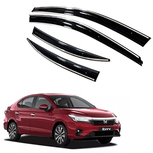 royaltech premium chromeline amp silverline unbreakable car rear window wind deflectors amp side door visor rain guard compatible with honda city 2023 onwards