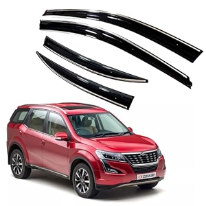 royaltech premium chromeline amp silverline unbreakable car rear window wind deflectors amp side door visor rain guard compatible with mahindra xuv 500 2018-2021