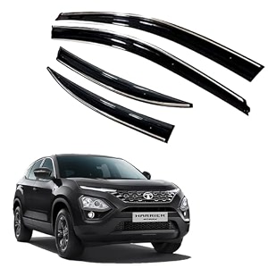 premium chromeline amp silverline unbreakable car rear window wind deflectors amp side door visor rain guard compatible with tata harrier 2019 onwards
