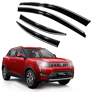 premium chromeline amp silverline unbreakable car rear window wind deflectors amp side door visor rain guard compatible with mahindra xuv 300 2019 onwards