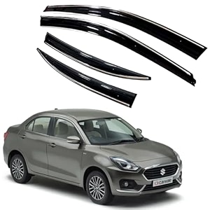 premium chromeline amp silverline unbreakable car rear window wind deflectors amp side door visor rain guard compatible with maruti suzuki swift dzire 2017-2019
