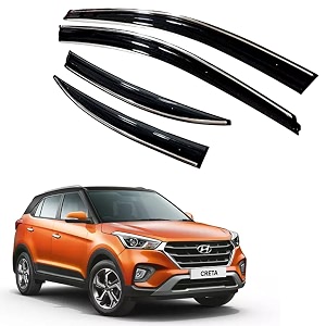 premium chromeline amp silverline unbreakable car rear window wind deflectors amp side door visor rain guard compatible with hyundai creta 2018-2019