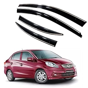 premium chromeline amp silverline unbreakable car rear window wind deflectors amp side door visor rain guard compatible with honda amaze 2013-2018