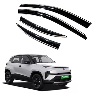 premium chromeline amp silverline unbreakable car rear window wind deflectors amp side door visor rain guard compatible with tata punch ev 2024 onwards