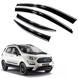 premium chromeline amp silverline unbreakable car rear window wind deflectors amp side door visor rain guard compatible with ford ecosport 2017-2021