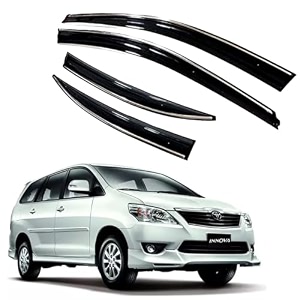 premium chromeline amp silverline unbreakable car rear window wind deflectors amp side door visor rain guard compatible with toyota innova 2012-2015