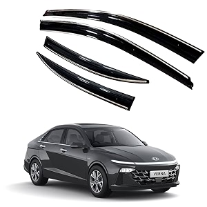 premium chromeline amp silverline unbreakable car rear window wind deflectors amp side door visor rain guard compatible with hyundai verna 2023 onwards