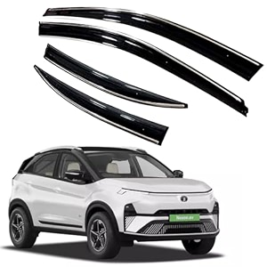 premium chromeline amp silverline unbreakable car rear window wind deflectors amp side door visor rain guard compatible with tata nexon ev 2023 onwards