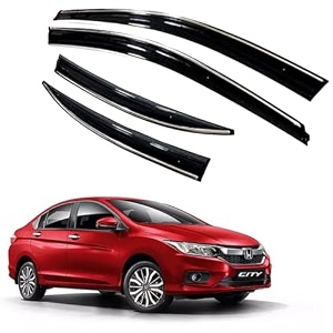premium chromeline amp silverline unbreakable car rear window wind deflectors amp side door visor rain guard compatible with honda city 2017-2019