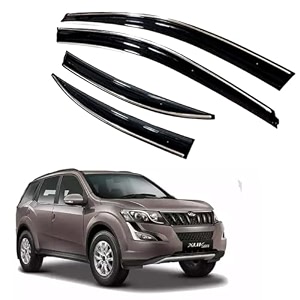 premium chromeline amp silverline unbreakable car rear window wind deflectors amp side door visor rain guard compatible with mahindra xuv 500 2015-2017