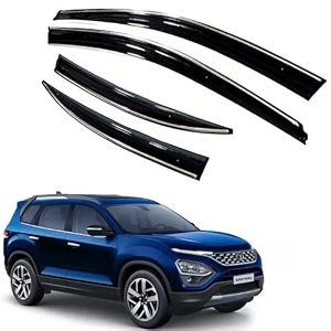 premium chromeline amp silverline unbreakable car rear window wind deflectors amp side door visor rain guard compatible with tata safari 2021 onwards