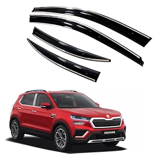 premium chromeline amp silverline unbreakable car rear window wind deflectors amp side door visor rain guard compatible with skoda kushaq 2021 onwards