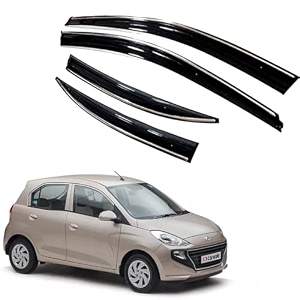 premium chromeline amp silverline unbreakable car rear window wind deflectors amp side door visor rain guard compatible with hyundai santro 2018 onwards