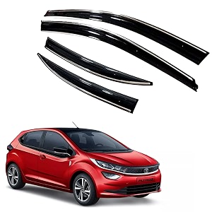 premium chromeline amp silverline unbreakable car rear window wind deflectors amp side door visor rain guard compatible with tata altroz 2020 onwards