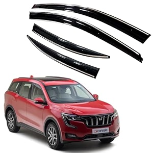 premium chromeline amp silverline unbreakable car rear window wind deflectors amp side door visor rain guard compatible with mahindra xuv 700 2021 onwards