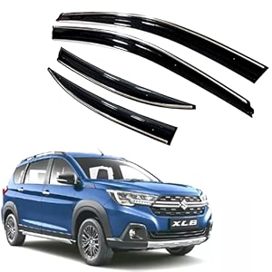 premium chromeline amp silverline unbreakable car rear window wind deflectors amp side door visor rain guard compatible with maruti suzuki xl6 2019-2022