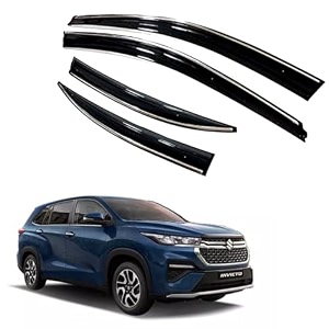 premium chromeline amp silverline unbreakable car rear window wind deflectors amp side door visor rain guard compatible with maruti suzuki invicto 2023 onwards