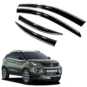 premium chromeline amp silverline unbreakable car rear window wind deflectors amp side door visor rain guard compatible with tata nexon 2023 onwards