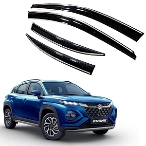 premium chromeline amp silverline unbreakable car rear window wind deflectors amp side door visor rain guard compatible with maruti suzuki fronx 2023 onwards