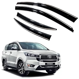 royaltech premium chromeline amp silverline unbreakable car rear window wind deflectors amp side door visor rain guard compatible with toyota innova crysta 2015  2021