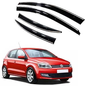 premium chromeline amp silverline unbreakable car rear window wind deflectors amp side door visor rain guard compatible with volkswagen polo gt 2012 onwards