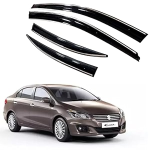 premium chromeline amp silverline unbreakable car rear window wind deflectors amp side door visor rain guard compatible with maruti suzuki ciaz 2014-2017