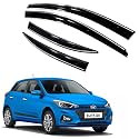 ROYALTECH Premium Chromeline &amp; Silverline Unbreakable Car Rear Window Wind Deflectors &amp; Side Door Visor Rain Guard Compatible with (Hyundai Elite i20 (2018-2020))