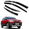 ROYALTECH Premium Chromeline &amp; Silverline Unbreakable Car Rear Window Wind Deflectors &amp; Side Door Visor Rain Guard Compatible with (Maruti Suzuki Brezza (2022 Onwards))