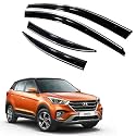 Premium Chromeline &amp; Silverline Unbreakable Car Rear Window Wind Deflectors &amp; Side Door Visor Rain Guard Compatible with (Hyundai Creta (2018-2019))