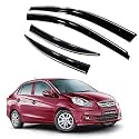 Premium Chromeline &amp; Silverline Unbreakable Car Rear Window Wind Deflectors &amp; Side Door Visor Rain Guard Compatible with (Honda Amaze (2013-2018))