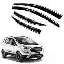 Premium Chromeline &amp; Silverline Unbreakable Car Rear Window Wind Deflectors &amp; Side Door Visor Rain Guard Compatible with (Ford Ecosport (2017-2021))