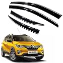 Premium Chromeline &amp; Silverline Unbreakable Car Rear Window Wind Deflectors &amp; Side Door Visor Rain Guard Compatible with (Renault Triber (2019 Onwards))
