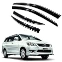 Premium Chromeline &amp; Silverline Unbreakable Car Rear Window Wind Deflectors &amp; Side Door Visor Rain Guard Compatible with (Toyota Innova (2012-2015))