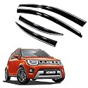 Premium Chromeline &amp; Silverline Unbreakable Car Rear Window Wind Deflectors &amp; Side Door Visor Rain Guard Compatible with (Maruti Suzuki Ignis (2016 Onwards))