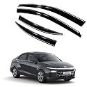 Premium Chromeline &amp; Silverline Unbreakable Car Rear Window Wind Deflectors &amp; Side Door Visor Rain Guard Compatible with (Hyundai Verna (2023 Onwards))