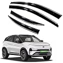 Premium Chromeline &amp; Silverline Unbreakable Car Rear Window Wind Deflectors &amp; Side Door Visor Rain Guard Compatible with (Tata Nexon EV (2023 Onwards))