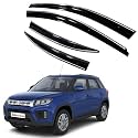 ROYALTECH Premium Chromeline &amp; Silverline Unbreakable Car Rear Window Wind Deflectors &amp; Side Door Visor Rain Guard Compatible with (Maruti Suzuki Vitara Brezza (2020-2022))