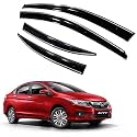 Premium Chromeline &amp; Silverline Unbreakable Car Rear Window Wind Deflectors &amp; Side Door Visor Rain Guard Compatible with (Honda City (2017-2019))