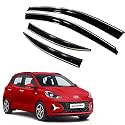 Premium Chromeline &amp; Silverline Unbreakable Car Rear Window Wind Deflectors &amp; Side Door Visor Rain Guard Compatible with (Hyundai Grand i10 Nios (2019 Onwards))
