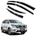 Premium Chromeline &amp; Silverline Unbreakable Car Rear Window Wind Deflectors &amp; Side Door Visor Rain Guard Compatible with (Toyota Innova Crysta (2021 Onwards))