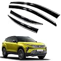 Premium Chromeline & Silverline Unbreakable Car Rear Window Wind Deflectors & Side Door Visor Rain Guard Compatible with (Tata Harrier (2023 Onwards))